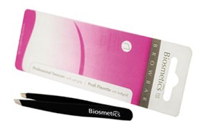 Biosmetics Professional Tweezer – Черный пинцет для бровей c мягкими краями (скошенный)