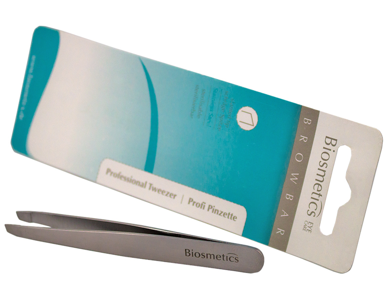 Biosmetics Professional Tweezer – Пинцет для бровей из нержавеющей стали, стерилизуемый (скошенный)